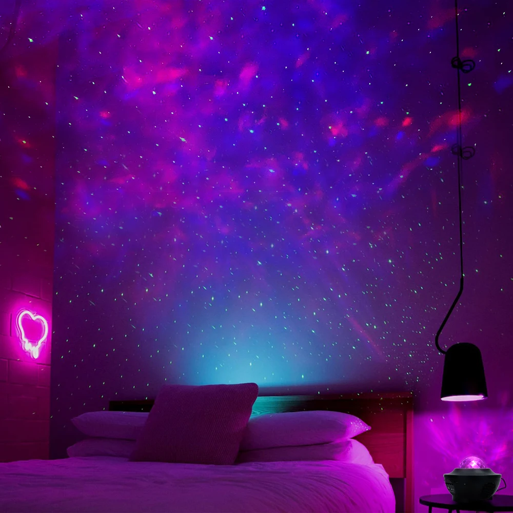 USB Star LED Night Light RGB Music Starry Water Wave Bluetooth Speaker LED Galaxy Projector Light Room Decor For Home Children's