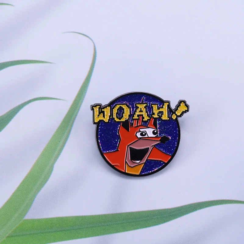 Crash Bandicoot Woah! Aku Mask Brooch Glitter Button Badge Honest Adventure Video Game Fans Wonderful Collection