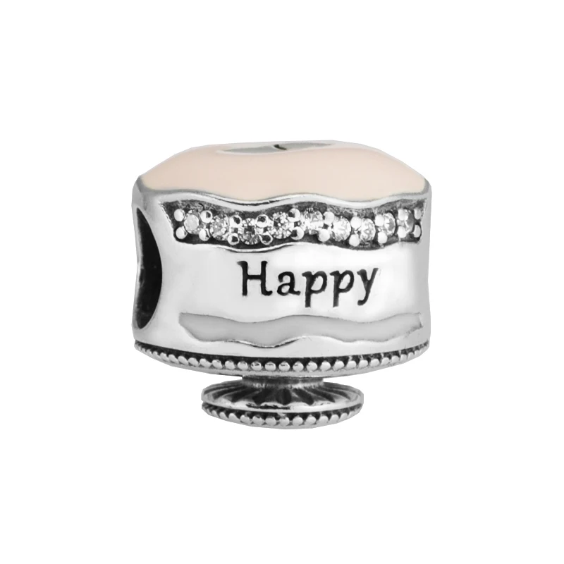 

Happy Birthday Cake Mixed Enamel & CZ Charm Jewelry Making Sterling Silver Jewelry Charms For Woman Fits Beaded DIY BraceletS