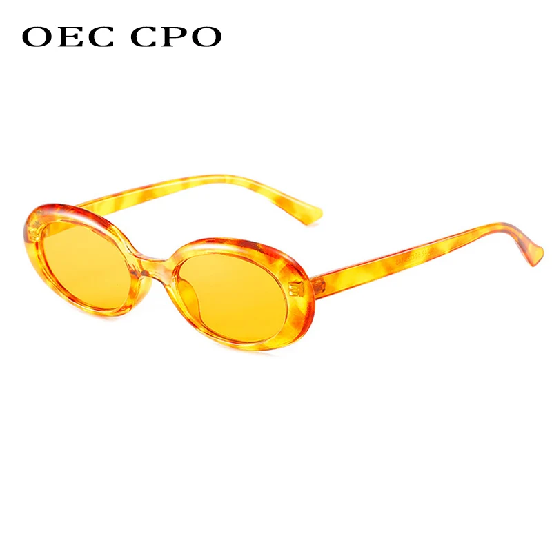 OEC CPO Vintage owalne okulary przeciwsłoneczne damskie modne małe okrągłe okulary przeciwsłoneczne damskie okulary Punk Leopard okulary UV400