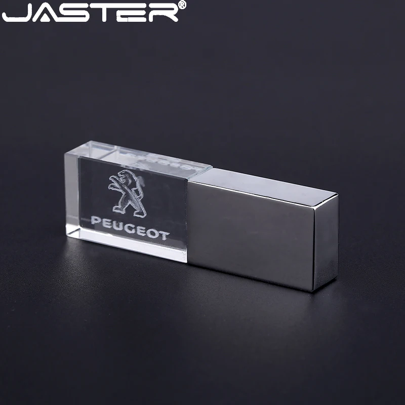 JASTER-unidad flash USB de metal y cristal para coche, memoria externa de 4GB, 8GB, 16GB, 32GB, 64GB y 128GB, disco u