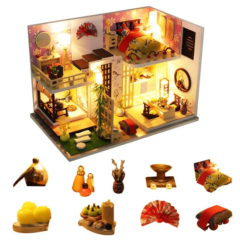 

Handmade Doll House Kit Wooden 3D Puzzle Mini DollHouse Assembly Building With Furniture Kits Toys For Children Birthday Gifts