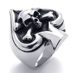 Vintage Gothic Skull Biker Tribe Ace of Spades Stainless Steel Mens Ring