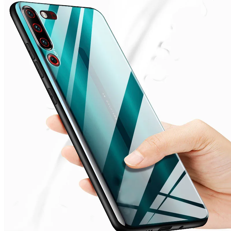 Z6Pro Gradient Color Blue Tempered Glass Cases Back Cover For Lenovo Z6 Pro Shell Silicone Frame Case For Lenovo Z 6 Pro Funda