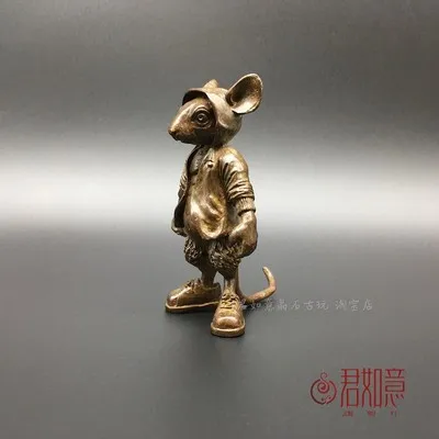 Beautiful And Handsome Long Tail Muscle Mouse Copper Ornament