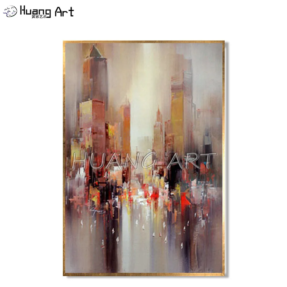 Christmas Decoration for Home Wall Pure Hand-painted Abstract Canvas Oil Painting San Francisco Bridge City Landscape Painting