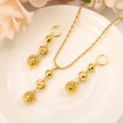 Gold Dubai Bead jewelry set Nigeria women jewelry Gold Color Classic Ethiopian/MiItalian Bridal Jewelry Sets Wedding Accessories