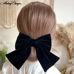 1PC Velvet Bow Hair Clip For Women Girls Elegant Bow Tie Hairpins Vintage Black Wine Red Bow Hairpin Prom Hair Accessories Party