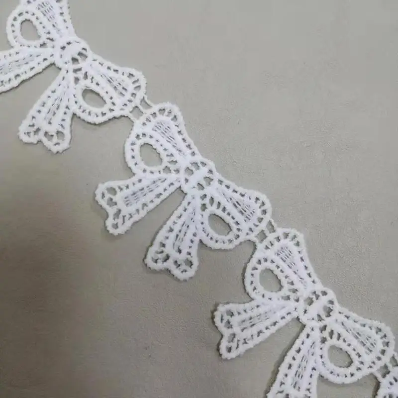 1Yards Latest Embroidery Bow Lace Fabric 4cm Guipure White Lace Ribbon For Sewing Trim Dress Trimmings Crafting Decoration VG26