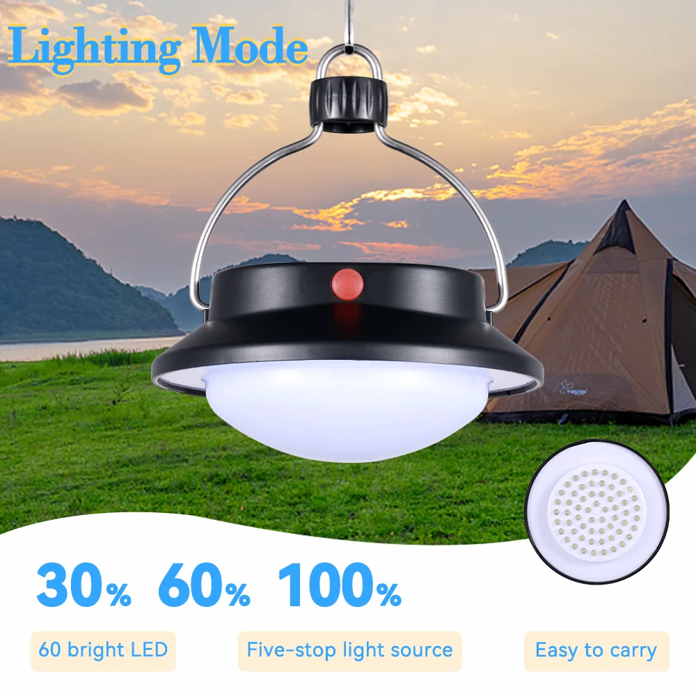 Solar Camping Light 630 Lm Portable Lantern Outdoor Waterproof Hiking Wild Fishing Night Light Emergency Tent 60 LEDLight