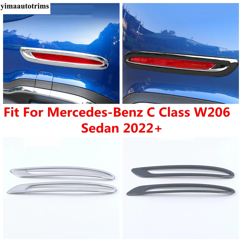 

Rear Bumper Fog Light Lamp Frame Cover Trim For Benz C Class W206 Sedan 2022 2023 2024 ABS Chrome / Carbon Fiber Accessories