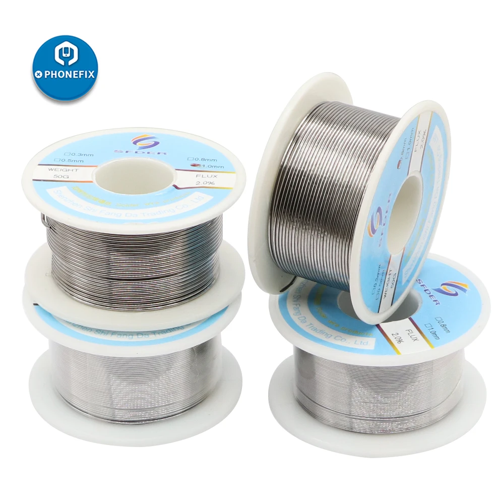 

50g 0.3/0.5/0.8/1.0mm Solder Wire 63/37 FLUX 2.0% 45FT Tin Lead Tin Wire Rosin Core Low Melting Soldering Wire Roll No-clean