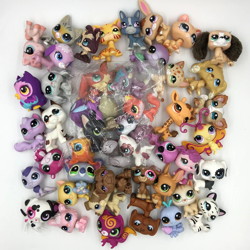 LPS CAT 10pcs/lot Mini Littlest pet shop Toys Cute Stands Cat Dog Rare Original Figure Bobble head toy Kitten Collie Spaniel