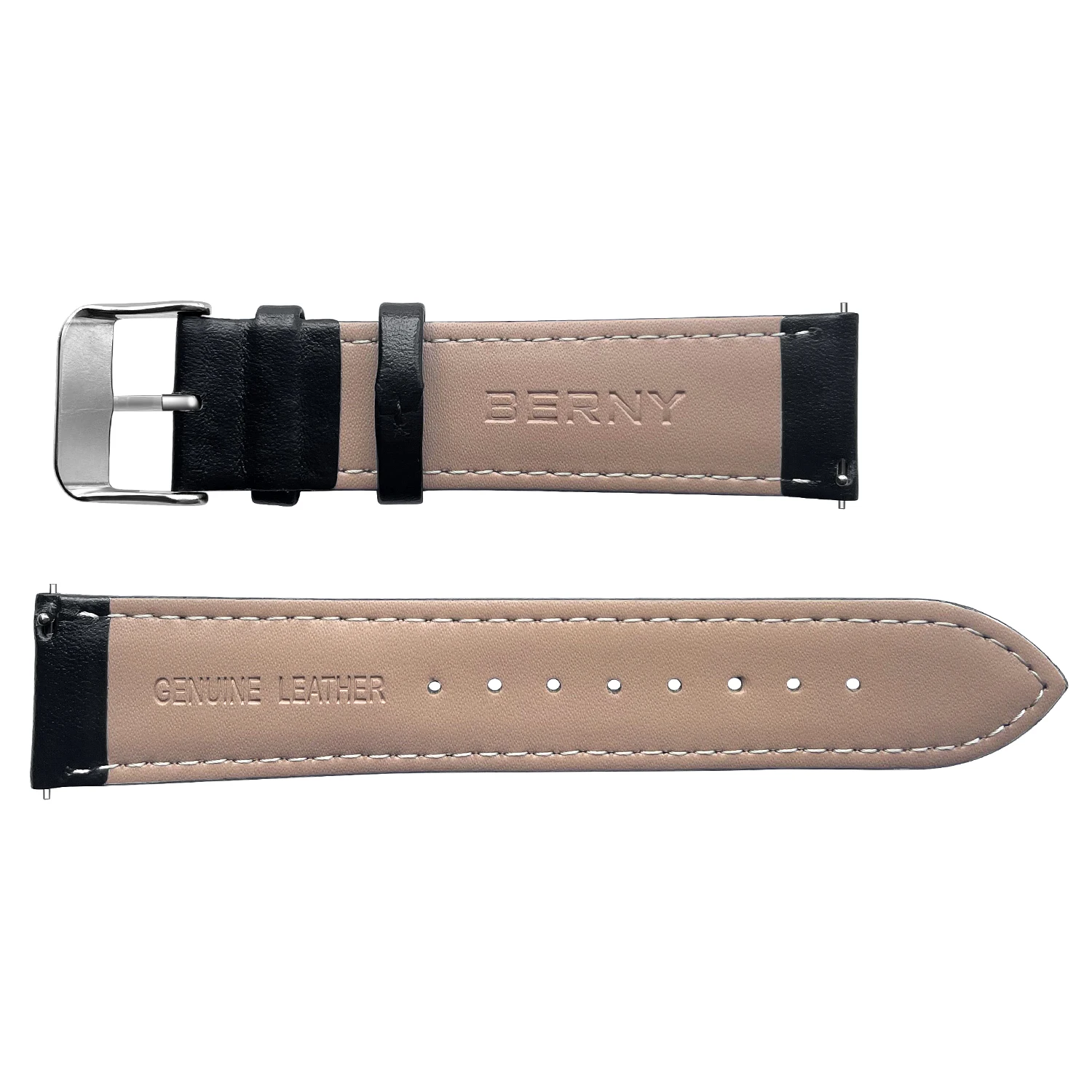 Genuine Leather Watchband Quick Release Soft Calfskin Strap Black Bracelet Replacement Watch Accessories Optional Width 16-24mm