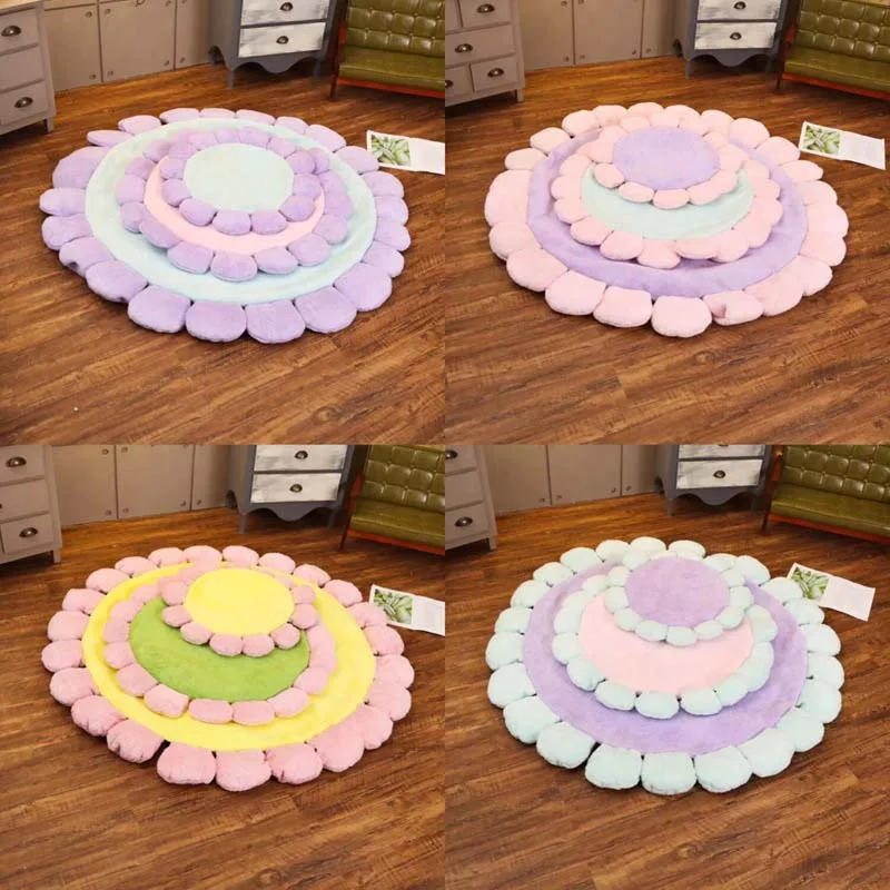 Ronde Bloem Tapijt Slaapkamer Tapijt Antislip Baby Kruipen Mat Kinderen Spelen Pad Yoga Mat Kids Zitkussen Kinderen meisje Room Decor