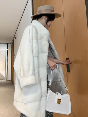 HDHOHR 2025 New Import Real Mink Fur Coats Women High Quality Winter Warm Thick Natural Mink Fur Jackets Female Oversize