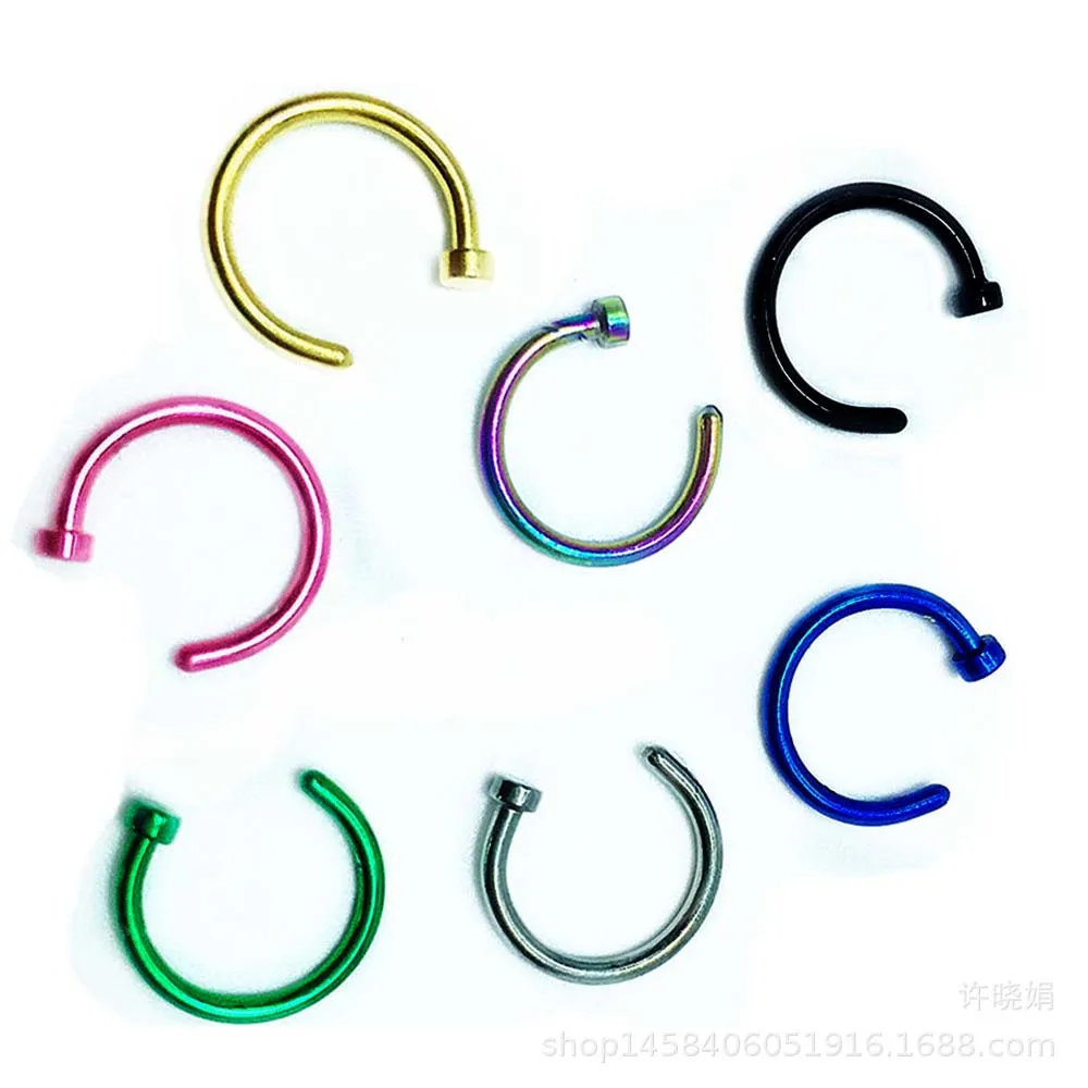 10 Pcs Simple Ear Ring Sale Surgical Steel Fake Piercing Stud Sexy On 8/10mm Clip Small Hoop Open Nose Ring Thin Titanium Steel