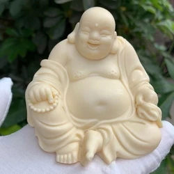 Mini Buddha Statue Ivory Fruit Carving Maitreya Small Ornaments Cute Crafts Car Decoration Figure Statue Home Decorations