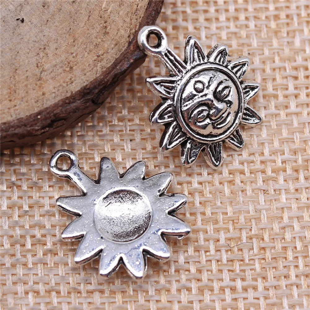 free shipping 43pcs 20x16mm antique silver sun charms diy retro jewelry fit Earring keychain hair card pendant accessories