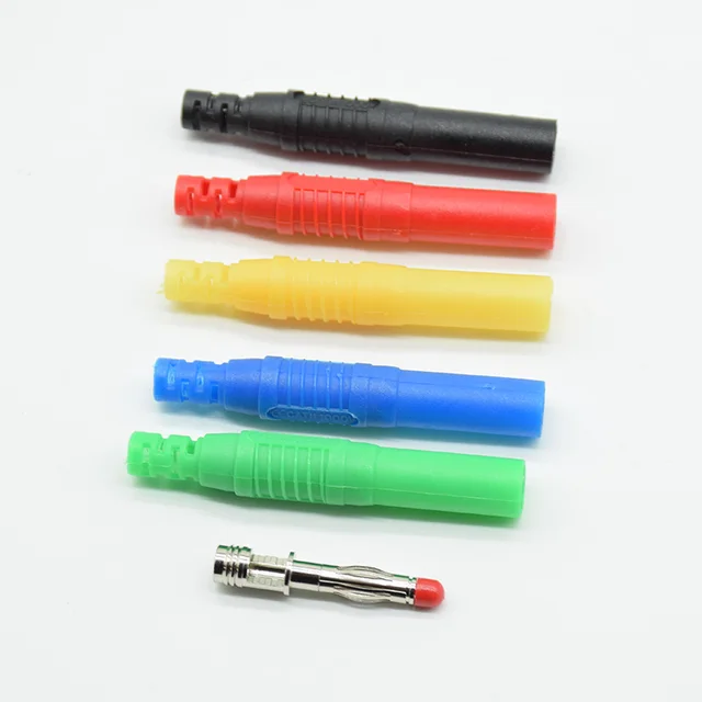2 sztuk 4mm mężczyzna wtyczka bananowa prosto izolowane drutu bezpieczeństwa lutowane DIY złącza Instrument test wtyczki wysoki prąd wskaźnik napięcia