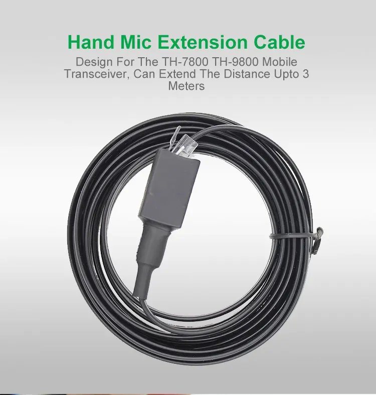 Cable de extensión de micrófono de mano para Radio móvil de coche, walkie-talkie, transceptor de banda cuádruple, pantalla Dual, para TYT TH-7800, TH-9800, 50km