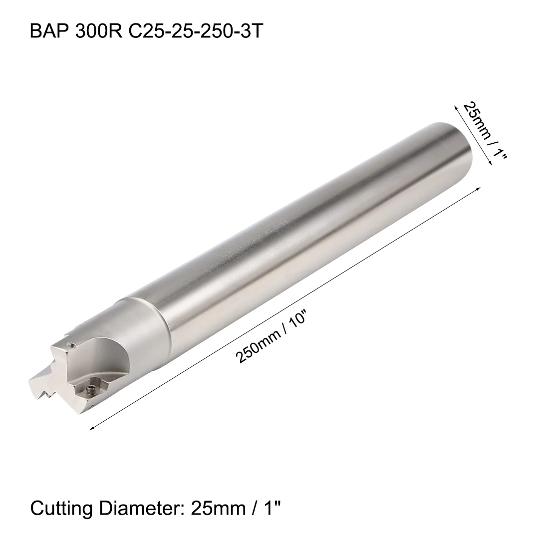 Uxcell 1" x 10" Indexable End Mills 3 Flute 90 Degree BAP300R R0.8 for APMT1135 Insert