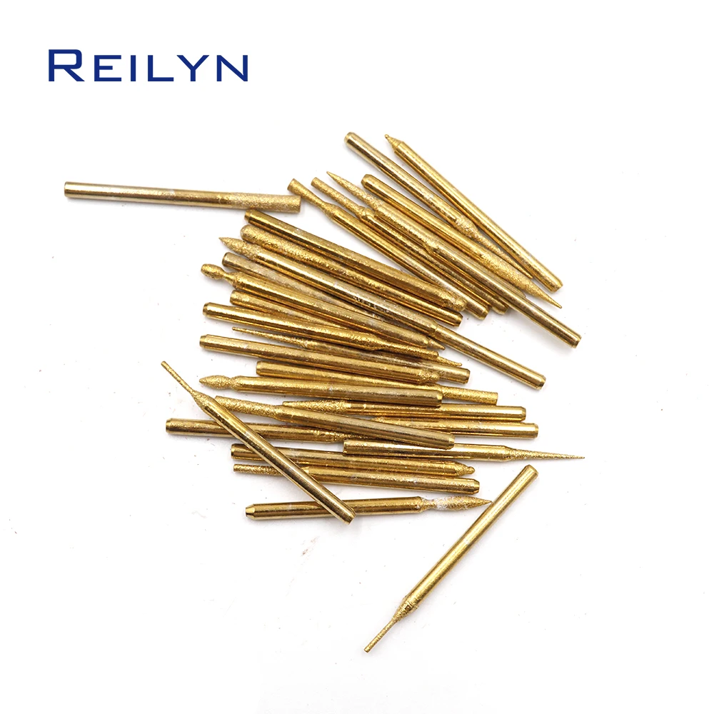 30pcs 120# 3x3mm Abrasive Bits Titanium-plated Diamond Grinding PointStone Peeling Jade Grinding Nails Polishing Bits Manicure