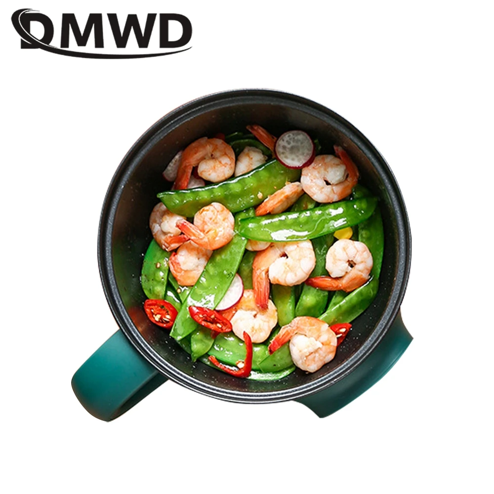 DMWD เครื่องทำอาหารไฟฟ้า1.7L หม้อหุงข้าว Mini ซุปหม้ออาหาร Steamer Multi-Function กระทะร้อนหม้อโจ๊ก Maker 110V 220V