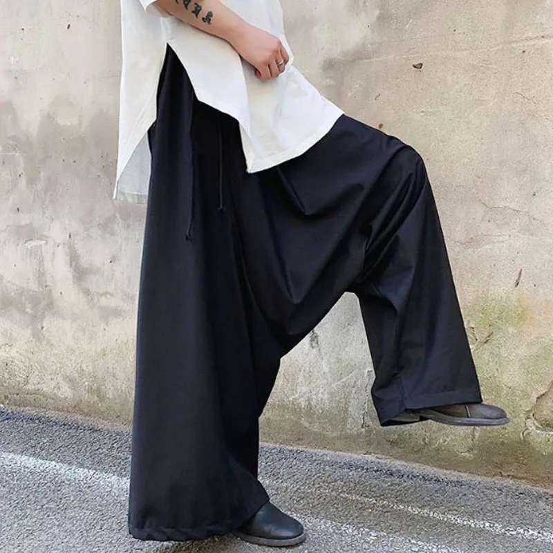 

Men's trousers spring and autumn loose crotch pants culottes leisure harem pants large size harem pants black