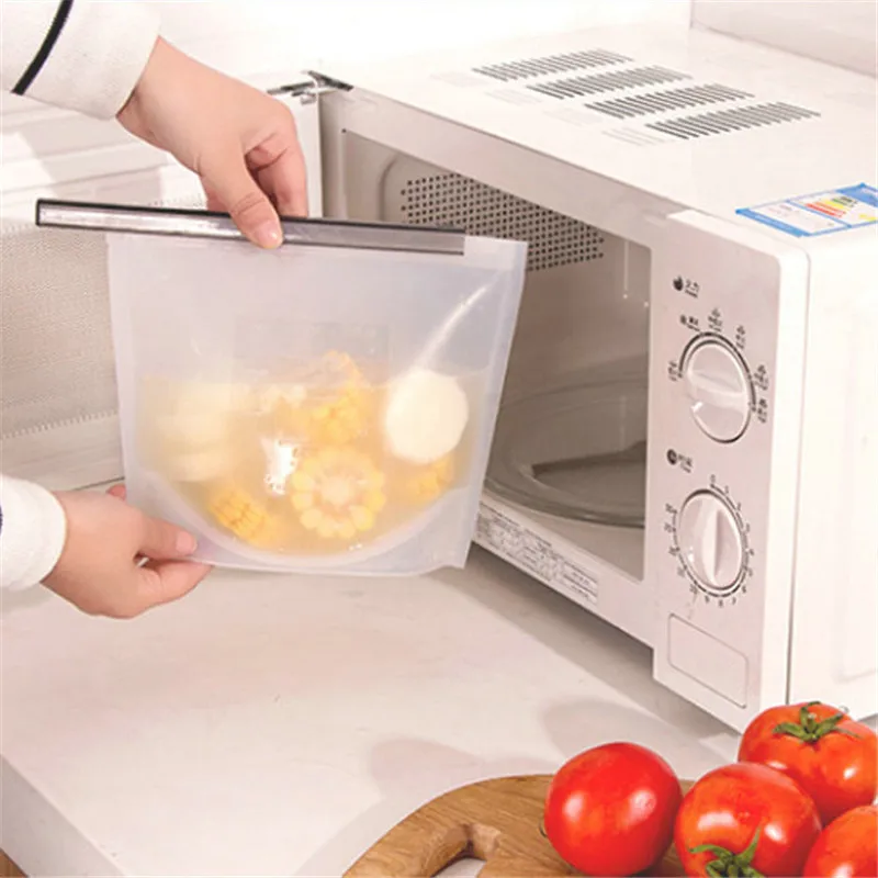 Silicone Bags Reusable Silicone Food Bag Airtight Seal Food Preservation Bag Food Grade for Vegetable, Liquid, Snack, Meat