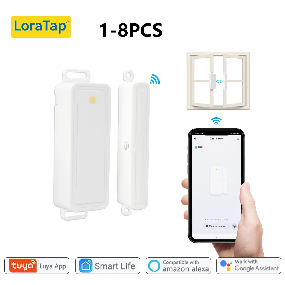 

LoraTap Tuya Door and Window Sensor Smart Life App Notification Alert Open/Close Detectors Voice Control via Alexa Google Home