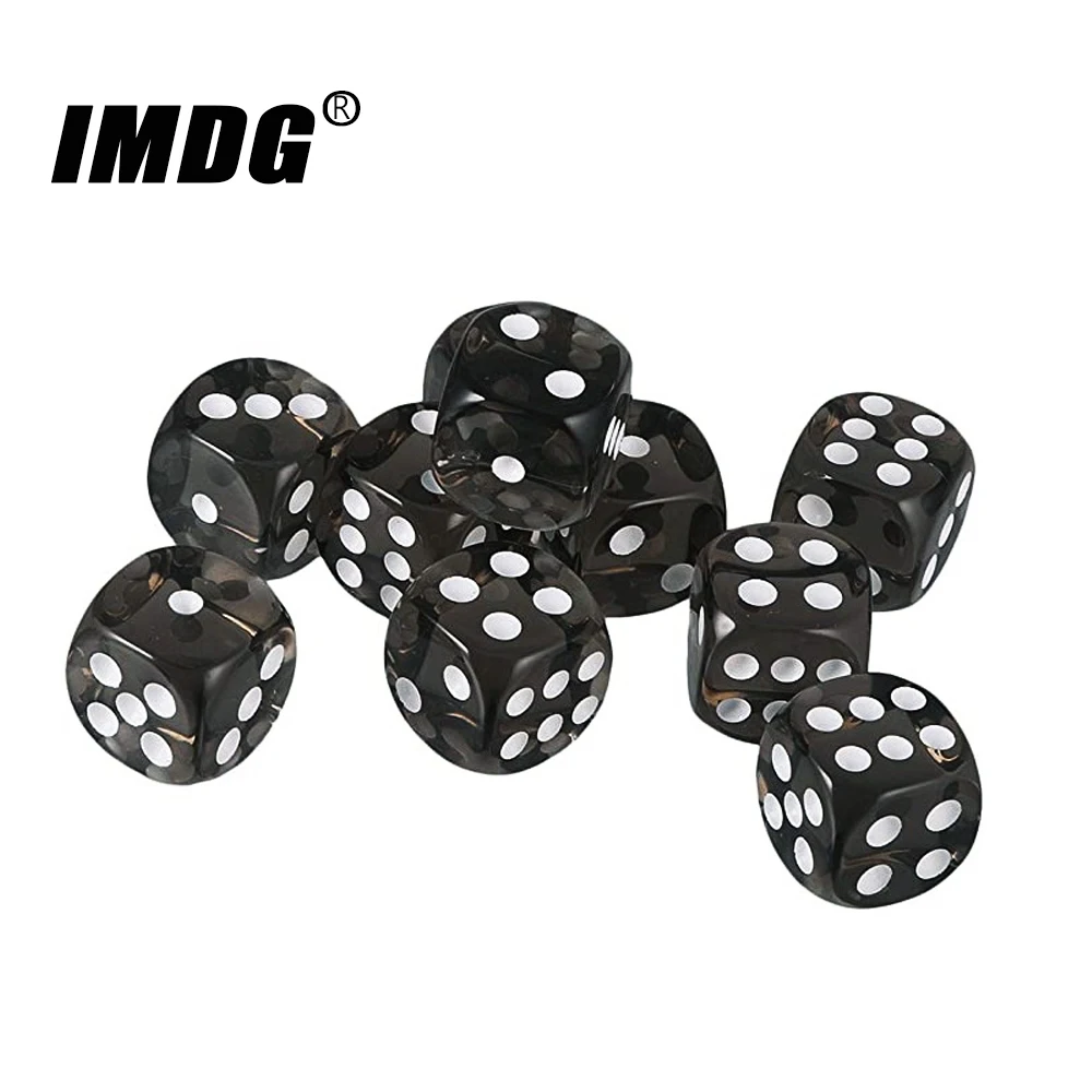 10pcs/Pack Transparent Black White Acrylic Dice 16mm Dot Round Corner High Quality Boutique Game Cubes