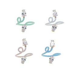 2021 New Design Long Full Finger Women Rings Pastel Candy Colorful Enamel Band Pave Tear Drop CZ Zirconia Jewelry