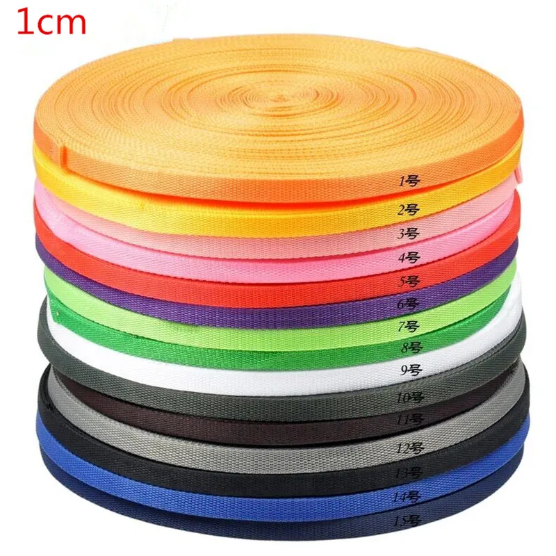 1cm*45 meters Colorful Polypropylene Webbing ribbon straps bias tapes PP Webbing for hand made sewing accessories