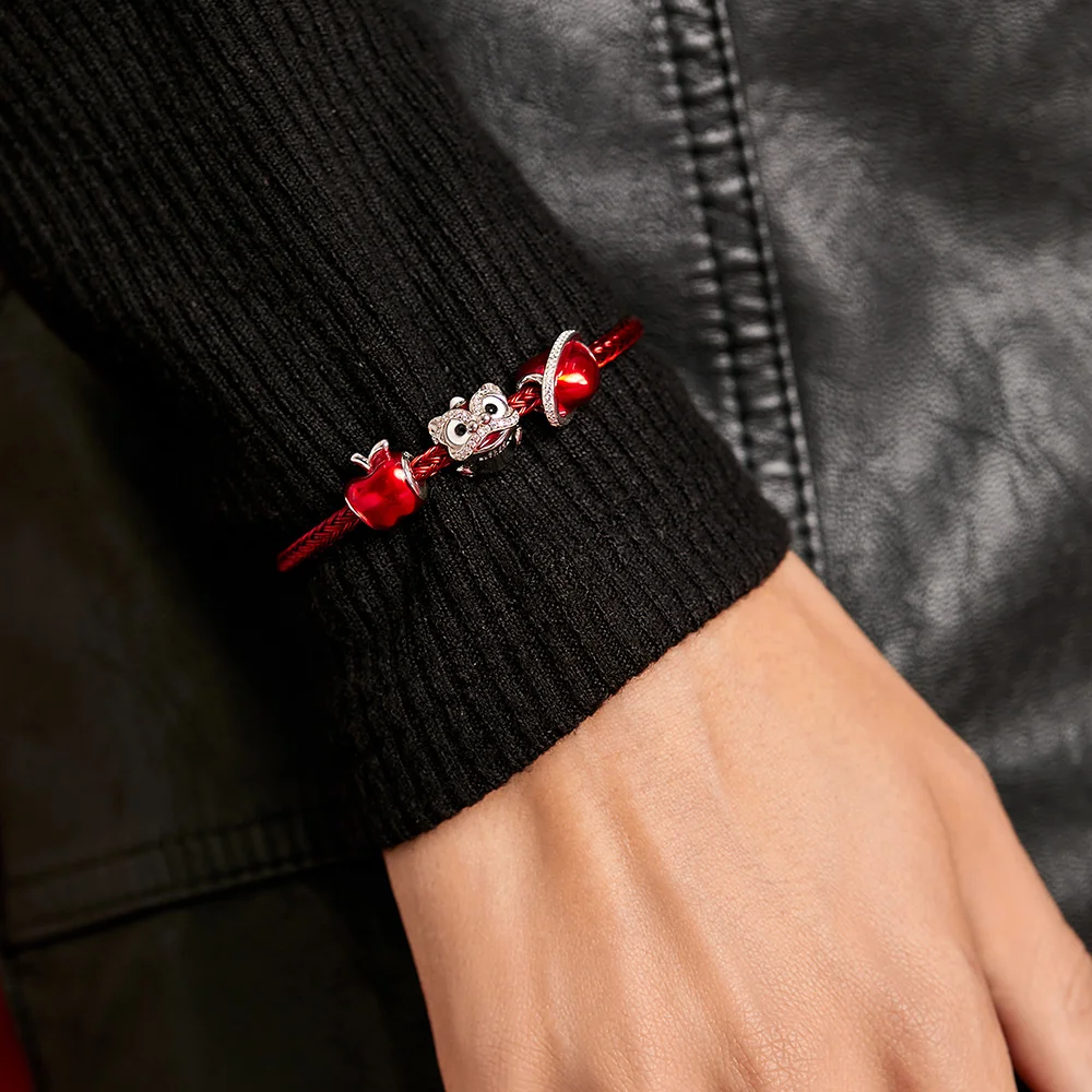 ATHENAIE 925 Sterling Silver Clear CZ Mixed Enamel Chinese Lion Dance Charms Red Enamel Beads Fit Bracelets Gifts For Women