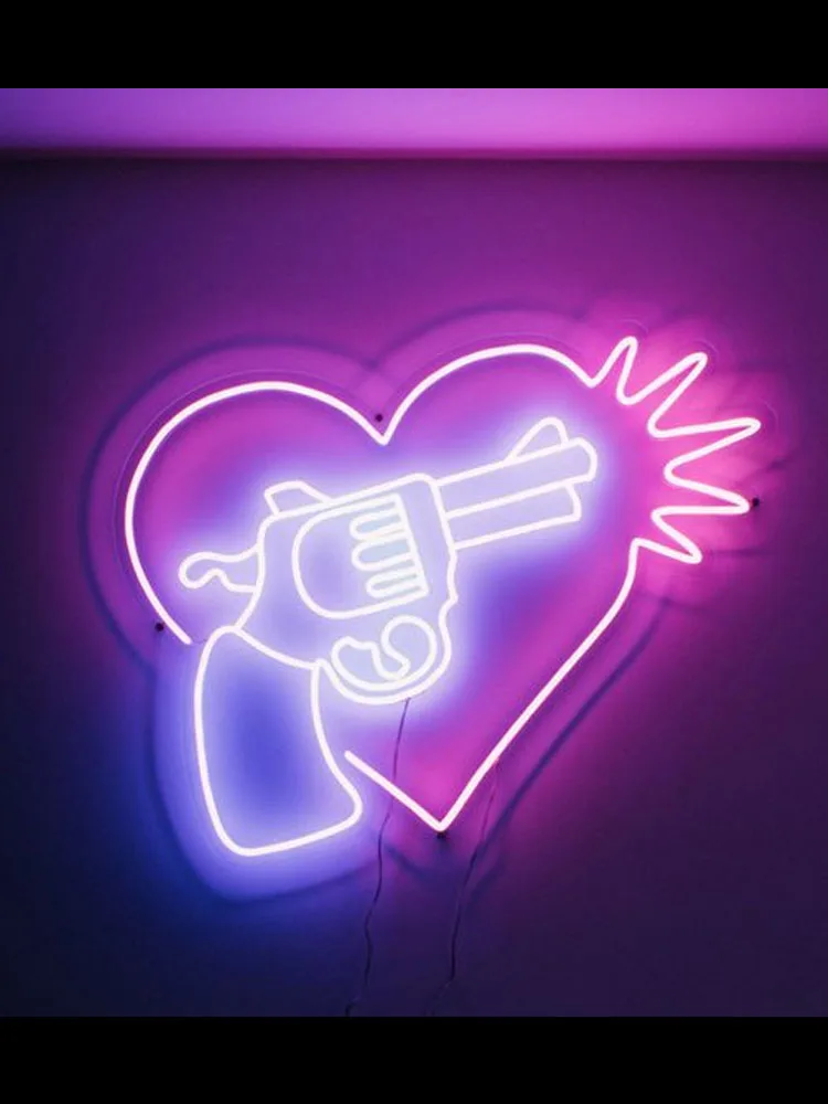 

Neon Sign Blow My Heart Gun Heart Decorate Home Room Wall Window Light Decor Hotel Store DISPLAY BUSINESS Impact Attract light