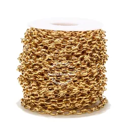 1 Meter Stainless SteelGold Rolo Link Chain Oval Shape 7X10mm Gold Chains for DIY Jewelry Necklace Bracelet Accessories