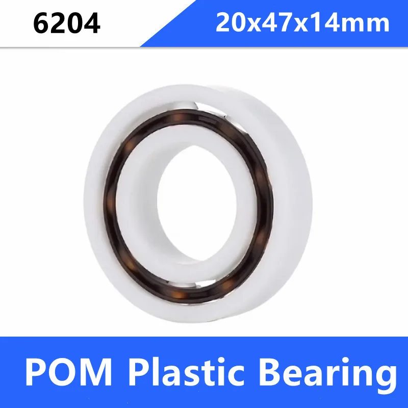 10pcs/lot 6204 20mm POM Plastic bearings with Glass balls 20x47x14 mm nylon bearing 20*47*14mm