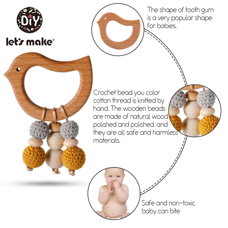 Zróbmy 5pc Baby Teether drewniany gryzak przyrząd do rozdzielania jedzenia Raby grzechotki grzechotka dla dzieci zabawki szopka Mobiles grzechotka noworodki zabawki