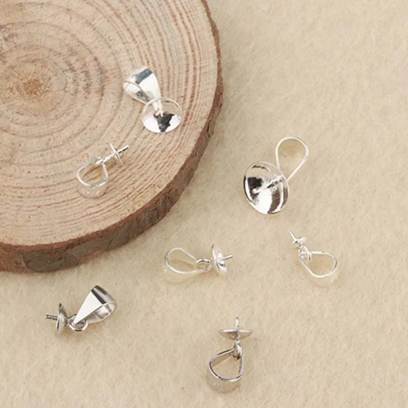4pcs Genuine Real Pure Solid 925 Sterling Plain Silver Bead Cap Connectors For Ball Beads Pendants Cap Jewelry Making Findings