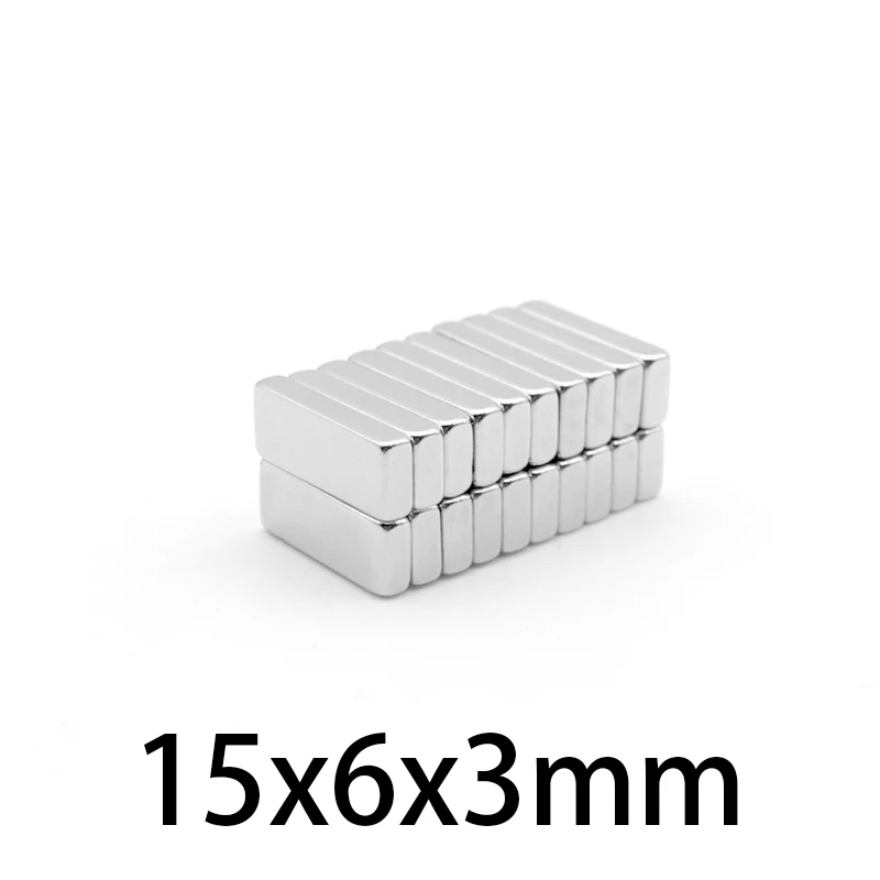 10-100PCS 15x6x3mm Strong Rare Earth Magnet Thick 3mm Block Rectangular Magnetic 15mmx6mmx3mm Permanent Neodymium Magnets 15*6*3