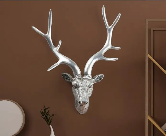 

Nordic Retro Synthetic resin Lucky deer head wall hanging sculpture craft Statues decoration home Ornaments office gift p0009