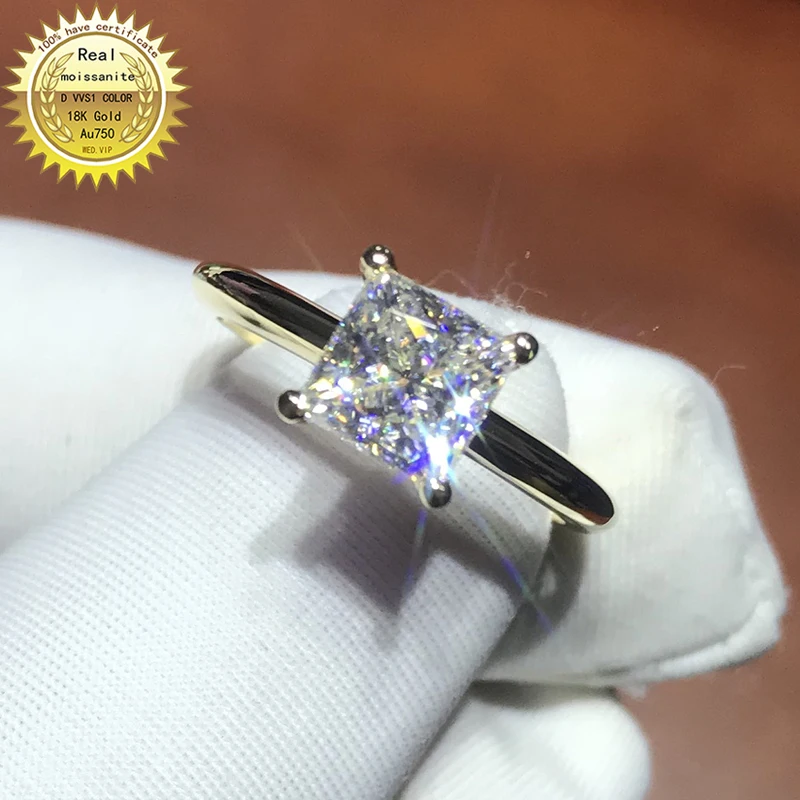 18K goldr ring 1ct D VVS moissanite ring Engagement&Wedding Jewellery with certificate 021