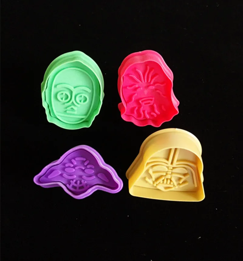 Star VANBaby Yoda Anime Figure Cookie Mould, DIY Baking Party Decoration, Children Toy Gifts, 4Pcs