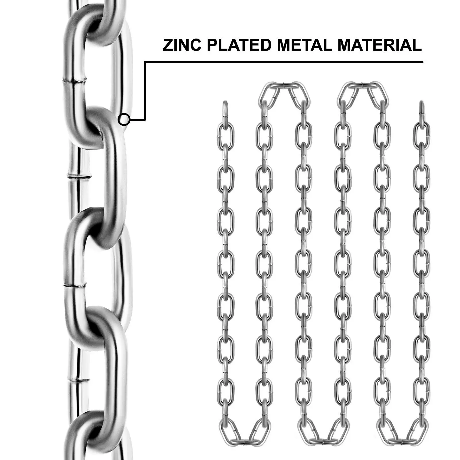 Catena di grado zincato VEVOR 3/16 "-3/8" x 20 '-150' bobina a prova di corrosione di grado 30 per la registrazione di binari agricoli e di protezione