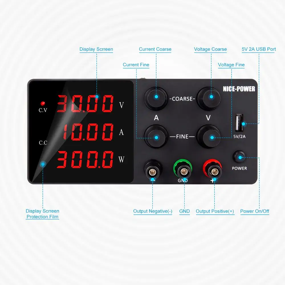 Fuente de alimentación de laboratorio, regulador de corriente, interruptor de fuente de alimentación, regulador de voltaje ajustable, banco, Digital, 60V, 5A, 30V, 10a fuente de alimentación regulable fuente de aliment