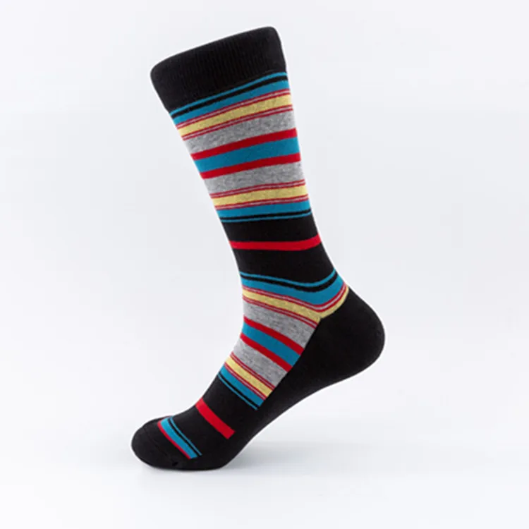 5 pairs of socks happy striped socks casual cotton socks European and American street trend medium tube socks wholesale