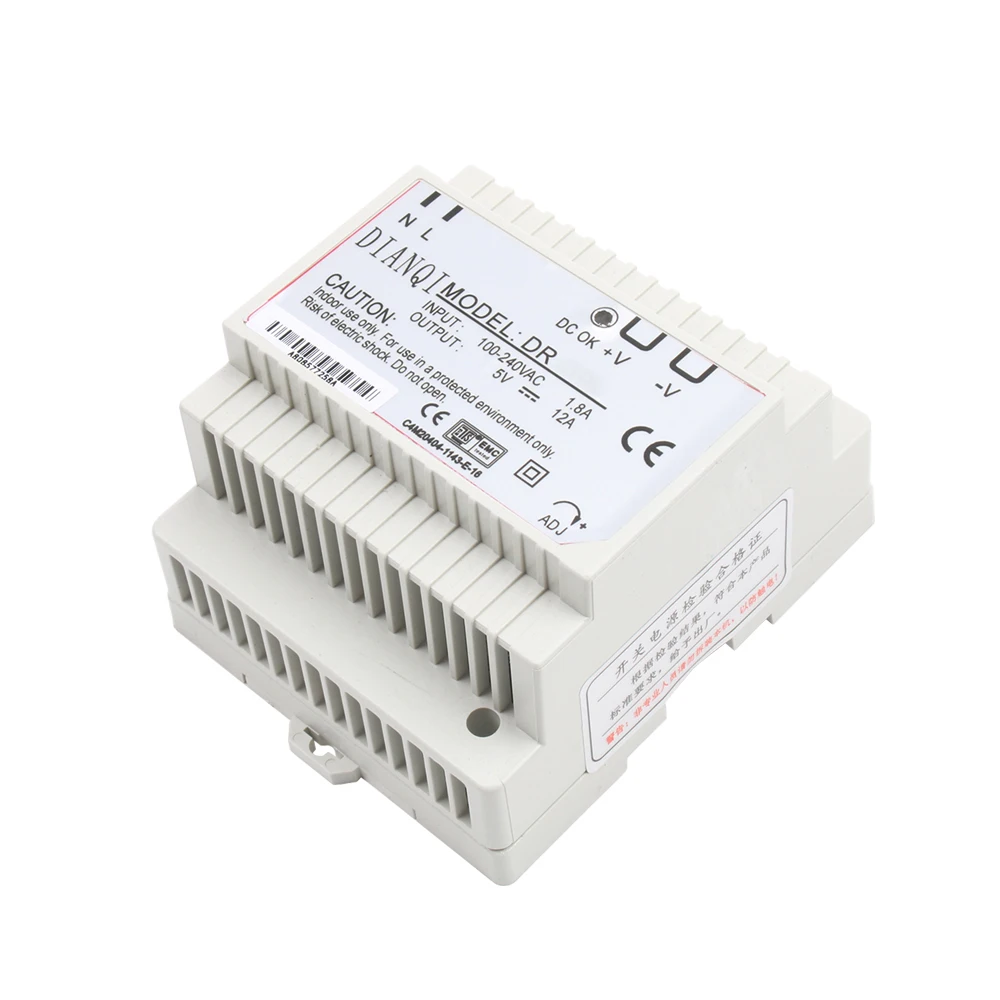 DIANQI Din rail power supply 60W 5V 12V 24V power suply 24V 60W ac dc converter good quality DR-60-24 DR-60-5 DR-60-12 DR-60-15