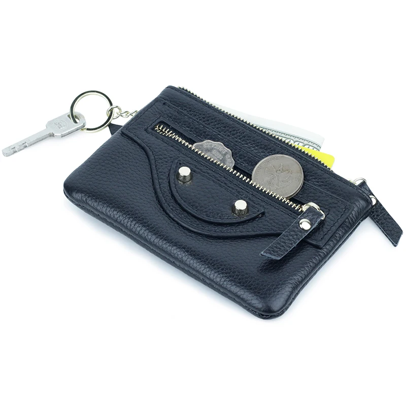 New Fashion Genuine Leather Women Coin Purse Zipper Card Holder Wallet Key Holder Ladies Small Money Bag Girl Purses