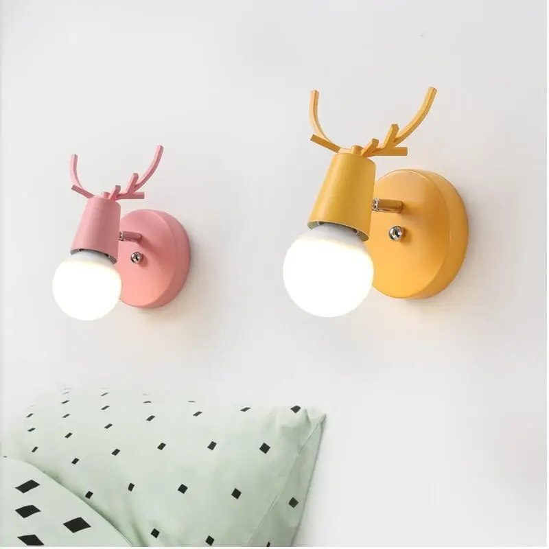 

Nordic Macaron wall lamp creative personality antler light simple living room bedroom restaurant decoration YHJ122005